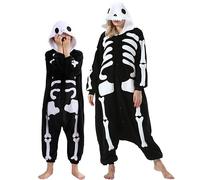 DarkCom Scheletro Onesie per Bambini e Adulti Carnevale Cosplay 10-11Anni