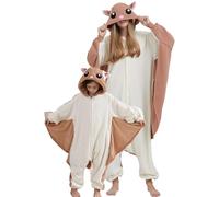 DarkCom Scoiattolo Volante Onesie per Bambini e Adulti,Pigiama Genitore-Bambino Carnevale Cosplay Halloween Costume Animale Pigiama di Natale 12-13 Anni
