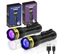 DARKDAWN Torcia UV 365 e 395 nm Luce Nera Mini USB Ricaricabile Ultravioletta LED Blacklight Woods Lampada Potente Fluorescente Portatile Rilevatore per Macchie di Urina di Animali Domestici, Soldi