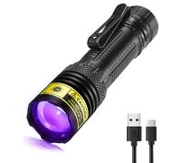 DARKDAWN Torcia UV 395nm Luce Nera Mini USB Ricaricabile Ultravioletta LED Blacklight Woods Lampada Potente Fluorescente Portatile Rilevatore per Macchie di Urina Animali Domestici, Scorpioni, Resina