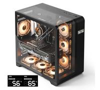 darkFlash ATX Mid-Tower Case per PC con schermo, vetro a tre lati, custodia per PC da gioco curva a vista completa, 4 ventole PWM ARGB preinstallate, compatibile con tipo C, compatibile RTX 40, nero