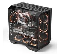 darkFlash Case PC ATX Full-tower Gaming, Scheda Madre con Connettore Posteriore, Doppia Camera, Vetro Panoramico, Fino a 2x360mm Rradiatori, Compatibile con RTX 40 (DY470) (4 ventole PWM ARGB, Nero)