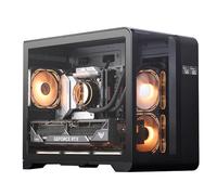 darkFlash Case PC Gaming MATX con Schermo, Case Micro-ATX in Vetro su Tre Lati, Doppia Ventola Curva a Vista Completa, 3 Ventole PWM ARGB Preinstallate, Tipo C, Compatibile con RTX 40, Nero (L280M)
