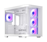 darkFlash Case PC Mid-tower ATX Gaming, Scheda Madre BTF con Plug-in Posteriore, con 4 Ventole ARGB, Case PC Vetro Curvo Vista Completa Dual-Chamber, Tipo C, Supporta due 360 mm AIO, Bianco (DPW90)