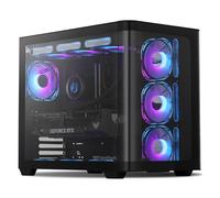 darkFlash Case PC Mid-tower ATX Gaming, Scheda Madre BTF con Plug-in Posteriore, con 4 Ventole ARGB, Case PC Vetro Curvo Vista Completa Dual-Chamber, Tipo C, Supporta due 360 mm AIO, Nero (DPW90)