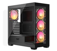 darkFlash Case per PC Mid Tower DS900 ATX, doppio vetro temperato panoramico a 270°, 4 ventole PWM ARGB incluse, I/O frontale di tipo C, supporta radiatore da 360 mm, nero