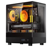 darkFlash DB330M Micro-ATX Gaming PC Case, 270 ° Panoramico Doppio Vetro Temperato, 3 × Ventole PWM ARGB preinstallate, Design a flusso d'aria verticale, I/O frontale di tipo C, supporta fino a 240 mm