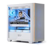 darkFlash DS900WS(2025) Case PC ATX, vero legno di noce, flusso d'aria elevato, ventole ARGB PWM 4x120mm preinstallate, case PC da gioco Mid-Tower, porta di tipo C, AIO fino a 360mm (Bianco)