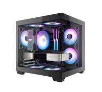 darkFlash ITX Case PC, Case Computer con 3 Ventole PWM ARGB Preinstallate, Case ITX in Vetro Temperato Doppio a Vista Completa, Dimensioni Ridotte, Supporta AIO da 240 mm (C275P) (Nero)