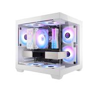darkFlash ITX Case PC, Case Computer con 3 Ventole PWM ARGB Preinstallate, Case ITX in Vetro Temperato Doppio a Vista Completa, Dimensioni Ridotte, Supporta AIO da 240 mm (C275P) (Bianco)