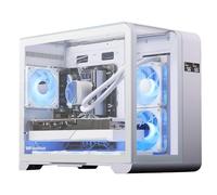 darkFlash MATX Gaming PC Case con schermo, tre lati vetro Micro-ATX custodia, curvo Full View Dual, 3 PWM ARGB Fans Computer Case preinstallato, Tipo C, RTX 40 compatibile, bianco (L280M)