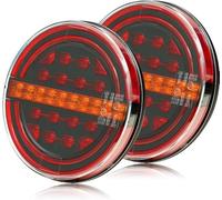 DARKGUARD 2 luci posteriori rotonde a LED per rimorchio, 12 V/24 V, hamburger, 3 funzioni, luce di posizione universale, per camion, camper, roulotte, IP67, impermeabili, omologate ECE