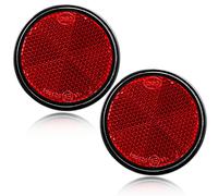 DARKGUARD 2xCatarifrangente Rotondi Rosso Ø60 mm Omologati, Rosso Catarifrangenti Autoadesiva Posteriore Rimorchio per Recinzione Cancelli Caravan Macchine （Rosso-Rotondi-Autoadesivo-2Pezzi）