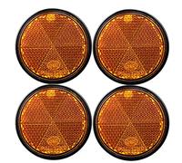DARKGUARD 4xCatarifrangente Rotondi Giallo Ø60 mm Omologati, Catarifrangenti Autoadesiva Tondi per Rimorchio Bicicletta Camion Macchine Agricole （Giallo-Rotondi-Autoadesivo-4Pezzi）