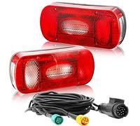 DARKGUARD Fanali Luci Posteriori per Rimorchio 12v,Rimorchio Fanali Posteriori Impermeabile|E11|Cavo 5,2m Cablato Spina a 13pin|2xAttacco a Baionetta 5pin|7Funzione Rimorchio Posterior Fendinebbia