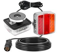 DARKGUARD Kit Luci per Rimorchio LED Magnetica Con Cavo Spina 7 Poli/7,5m + Perno, 12V/24V Omologati E4 IP67 Impermeabile, 5-in-1 Ambra Fanali Posteriori Calamita per Rimorchio Caravana Camion