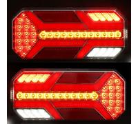 DARKGUARD Kit Luci Posteriori Led per Rimorchio 12/24v,E-Mark 7Funzioni 2pcs Fanale Posteriori Rimorchio, Fanali Posteriori Led 24v Impermeabile Camion Lampa,Caravan Lampada per Furgoni Trattore