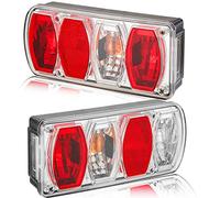 DARKGUARD Kit Luci Posteriori per Rimorchio 12v,E4 7Funzioni 2pcs Alogene Fanale Posteriori Rimorchio, Fanali Posteriori 12v con Fendinebbia Luce di Retromarcia Impermeabile Caravan Lampa per Furgoni