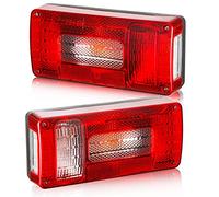 DARKGUARD Kit Luci Posteriori per Rimorchio 12v,E4 7Funzioni 2pcs Alogene Fanale Posteriori Rimorchio, Fanali Posteriori 12v con Fendinebbia Luce di Retromarcia Impermeabile Caravan Lampa per Furgoni