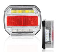 DARKGUARD Luci Posteriori per Rimorchio Led,10-30v,Marchio E9, Impermeabile,5Funzionecon Riflettore,2pcs LED Fanali Posteriori Rimorchio Camion Camper Agricolo Barca Furgone