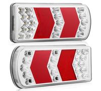 DARKGUARD Rettangolo Set Luci Posteriori per Rimorchio LED 12V/24V Omologati E4 IP67 Impermeabile, 7-in-1 Fanali Posteriori Bianco Universali Con Luce Fendinebbia Targa Retromarcia per Roulotte