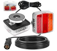 DARKGUARD Set di Luci Posteriori LED Magnetiche Con Cavo Spina 7 Poli/7,5m + Perno + Scatola Portatile, 12V/24V Omologati E4 IP67 Impermeabile, 5-in-1 Ambra Fanali Posteriori per Rimorchio Camion
