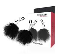Darkness Fur Nipple Clams - Morsetti per Capezzoli in Metallo con Pompon