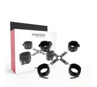 Darkness Hogtie Set - Costrittivo a X con Polsiere e Cavigliere in Pelle Vegana