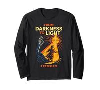 Darkness To Light Christian Gothic 1 Peter 2:9 Versetto della Bibbia Maglia a Manica