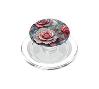 DarkRose Vibrant Pink Rose Pearl Stained Glass Teal Coral PopSockets PopGrip per MagSafe