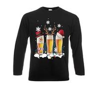Darkwear Beer Christmas Party Merry Christmas Drinking Maglietta a maniche lunghe da uomo, Manica lunga nera., 5XL