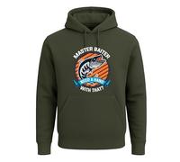 Darkwear Felpa con cappuccio da uomo con stampa pescatore, per amanti dei pesci, per feste e scherzi, Maestro Baiter Need, XL