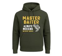 Darkwear Felpa con cappuccio da uomo con stampa pescatore, per amanti dei pesci, per feste e scherzi, Maestro Baiter, XS