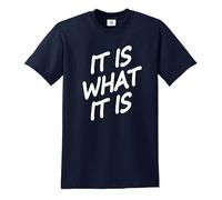 Darkwear IT is what it is cool letters print Novelty Sarcasm T-shirt da uomo, T-shirt Navy Stampa Bianca, M
