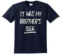 Darkwear IT was My Brother's IDEA - Maglietta per bambini, T-shirt Navy Stampa Bianca, 5-6 Anni