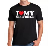 Darkwear Maglietta con scritta "I Love My Girlfriend" (lingua italiana non garantita), T-shirt Nera Stampa Bianca, XL