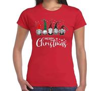 Darkwear Maglietta da donna con scritta "Merry Christmas" (lingua italiana non garantita), T-shirt Rossa Stampa Bianca, XXL
