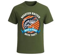 Darkwear Maglietta da pescatore per amanti dei pesci da uomo, scherzo, idea regalo divertente, Maestro Baiter Need, M