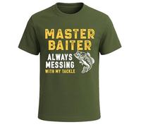 Darkwear Maglietta da pescatore per amanti dei pesci da uomo, scherzo, idea regalo divertente, Maestro Baiter, L