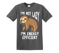 Darkwear Maglietta divertente da uomo con scritta in inglese "I'm NOT Lazy I'm Energy EFFICIENT Sloth Lover", T-shirt Antracite, XXL