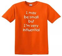 Darkwear Maglietta divertente per bambini con scritta "I May Be Small but I'm Very Influential", T-shirt Arancione Stampa Bianca, 7-8 Anni