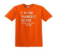 Darkwear Maglietta divertente per bambini con scritta in inglese "I'm Youngest Sister", T-shirt Arancione Stampa Bianca, 9-11 Anni