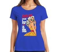 Darling Im Not A Backup Plan Im The Main Event - Maglietta da donna | Rockabilly Pop Art Vintage Comic Frauenpower Polka Dots - Occhiali da sole biondi anni '50, idea regalo da donna