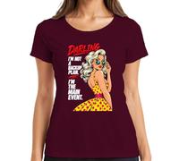 Darling Im Not A Backup Plan Im The Main Event - Maglietta da donna | Rockabilly Pop Art Vintage Comic Frauenpower Polka Dots - Occhiali da sole biondi anni '50, idea regalo da donna