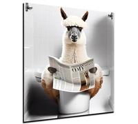 DARO Design - Immagine decorativa per ospiti, WC, immagine murale per bagno, decorazione da parete, arte della toilette, stampa artistica su 6mm HDF 30x40 cm, decorazione murale Alpaca - divertente
