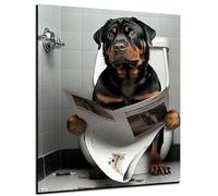 DARO Design - Immagini Decorative da Parete per Bagno e Toilette, Stampa Artistica su HDF 30 x 20 cm, Decorazione Murale Rottweiler - Divertente Poster
