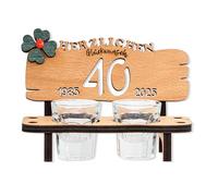 DARO Design - Panca da liquore 40 anni, in legno, 2 bicchieri, quadrifoglio, anniversario, compleanno, matrimonio, anniversario, regalo 2025