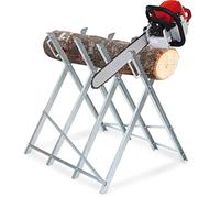 Daromigo Cavalletto Taglialegna, Ponticello di Taglio Pieghevole, Zincato portata 150 kg, per motoseghe o seghe a mano, Supporto motosega per taglio legna, 81 x 80 x 80 cm Argento