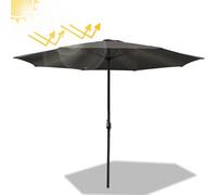 Daromigo Ombrellone da 350 cm con manovella, ombrellone da giardino, protezione solare dai raggi UV 50+, ombrellone da mercato, impermeabile, per giardino, terrazza, balcone, senza supporto, grigio.,