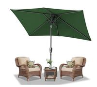 Daromigo Ombrellone rettangolare 210 x 140 / 300 x 200 cm con manovella, parasole UV50+, pieghevole a 30°, impermeabile, per giardino, senza supporto, Verde senza LED, 300 x 200cm